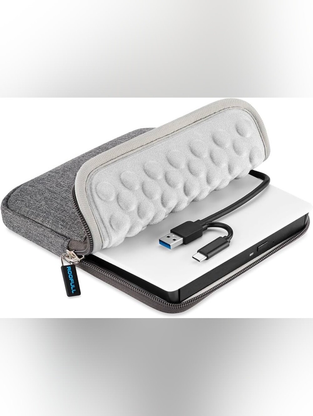 ROOFULL USB 3.0 + USB Type-C External CD DVD Drive with Carrying Case NWOT